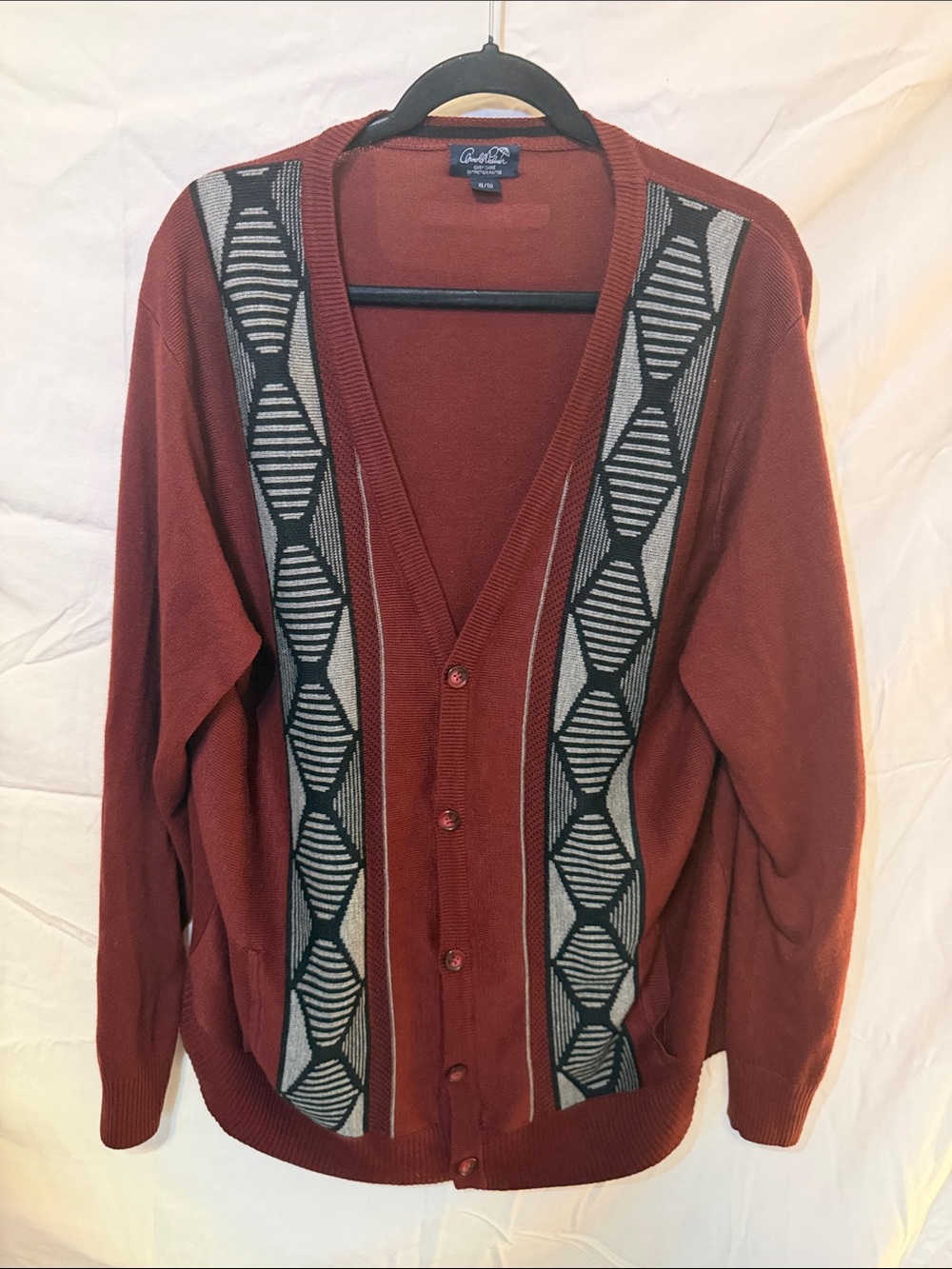 croft & barrow Rust Geometric-Trim Button Cardigan